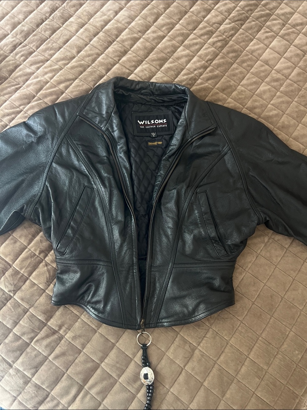 Wilson Black Cropped Leather Moto Jacket